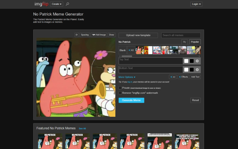 No Patrick Face Swap Meme Template