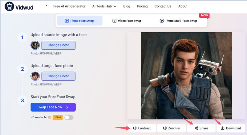 Use Vidwud for Photo and Video Face Swap - Step 3
