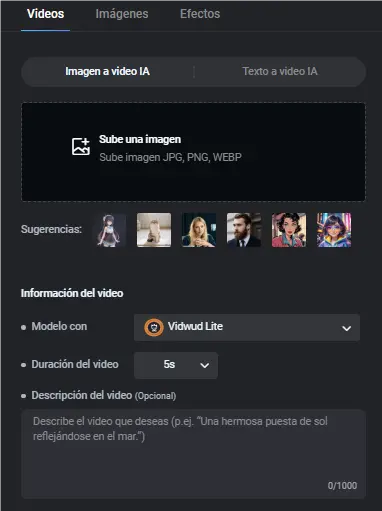 Cómo animar una imagen con Vidwud Imagen a Video