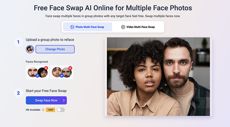 Couple Face Swap Vidwud AI Upload