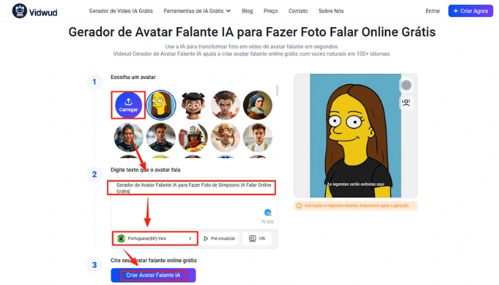 fazer foto de simpsons ia falar