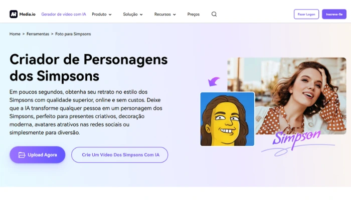 mediaio para transformar foto em simpsons online