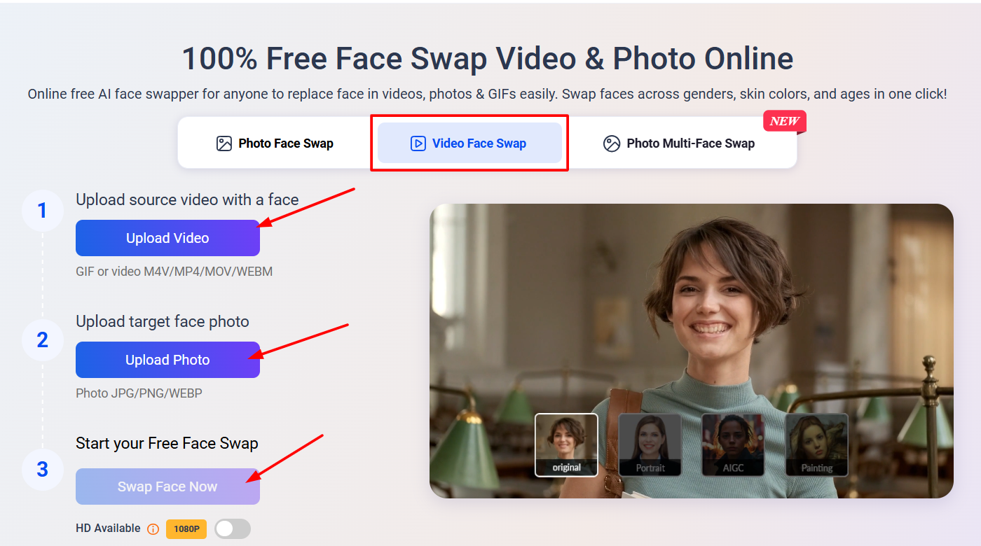 Online Video Face Swap by Vidwud