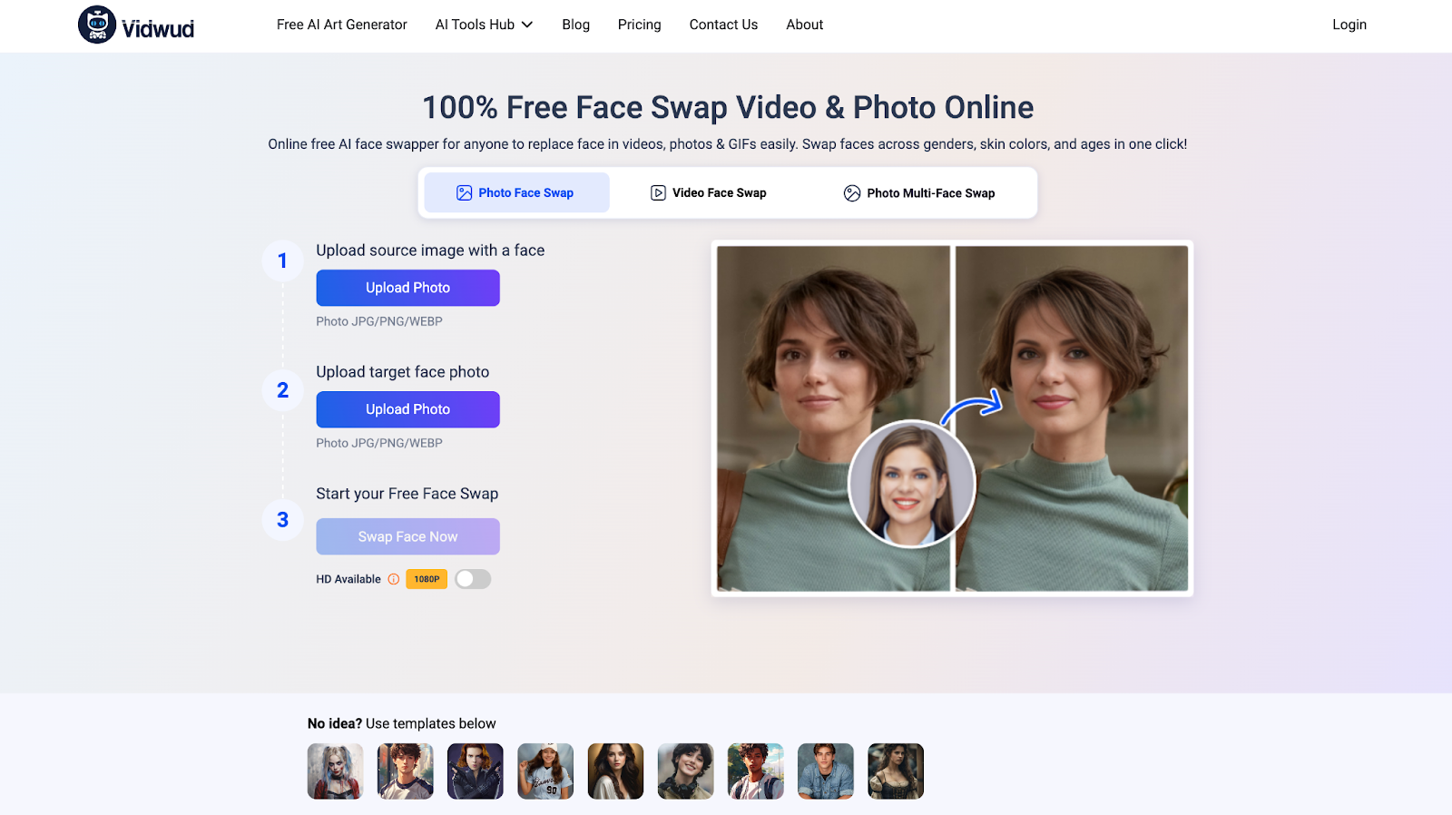Vidwud AI Face Swap FaceApp Face Swap Alternative