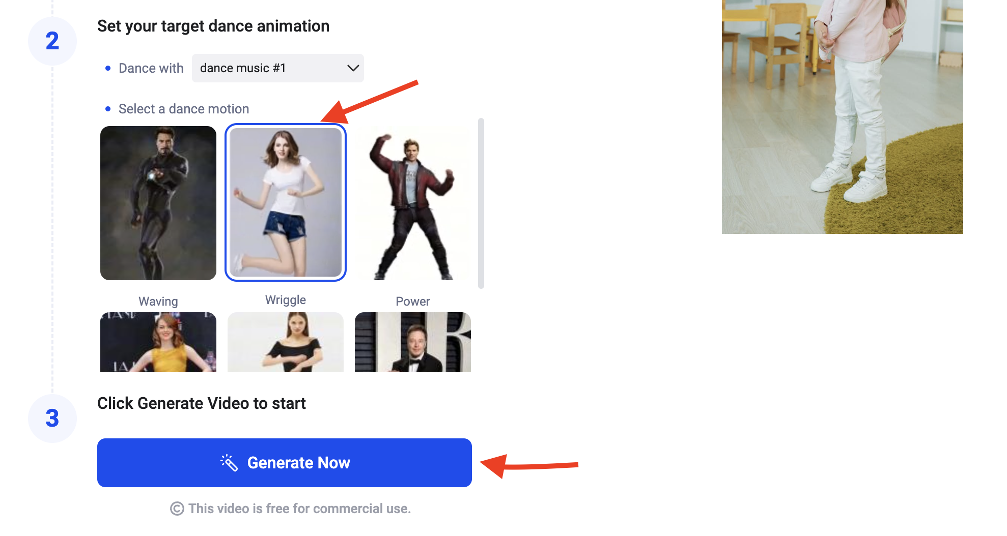 Select the Music and Dance Motion