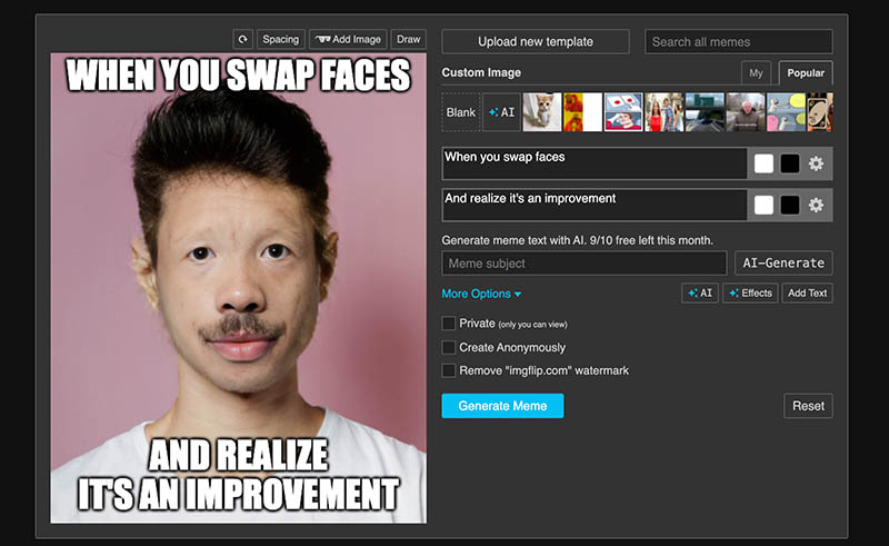 Dog Face Swap Imgflp AI Text