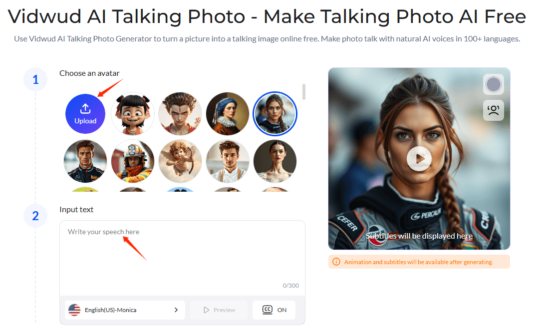 AI Eye Contact Talking Avatar - Upload