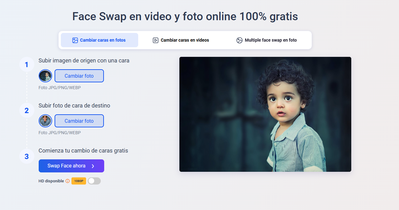 Cambiar caras en fotos con Vidwud Face Swap