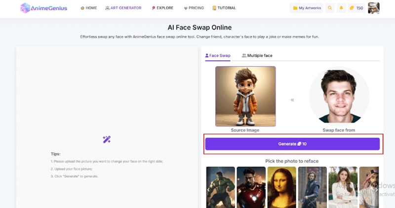 Click the Generate Button