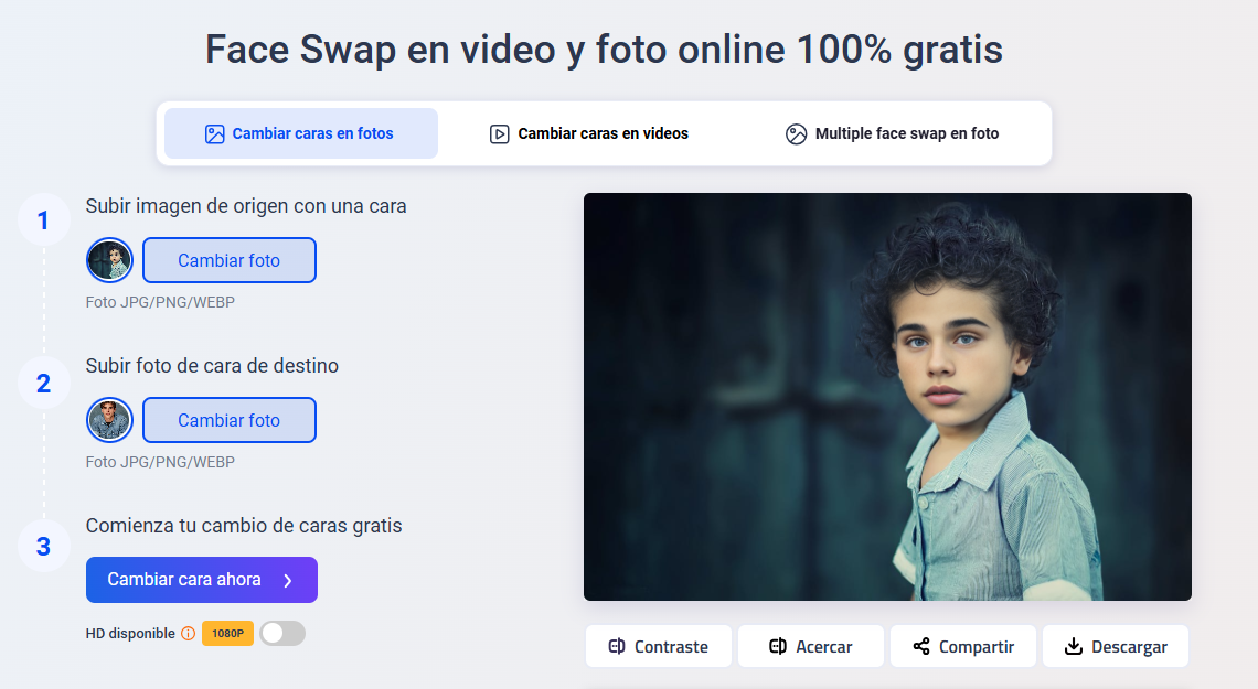 Face swap en fotos con Vidwud