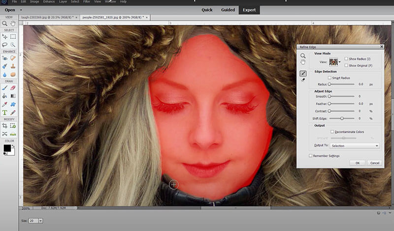 Face Swap in Lightroom Elements Refine Edge