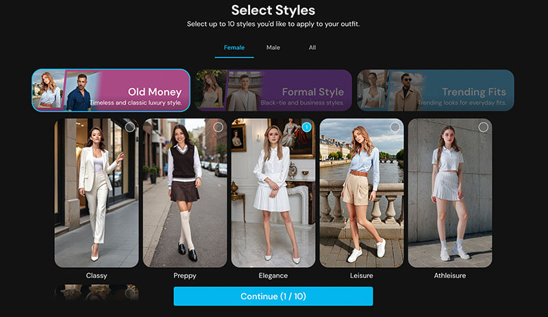 AI Outfit Generator MyEdit Select Styles