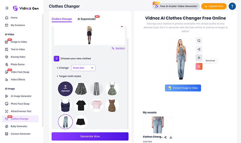 AI Outfit Generator Vidnoz Change Outfit