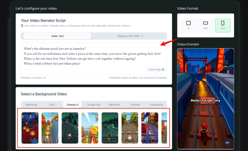 revid.ai Subway Surfers Video Creation - Copy Preparation