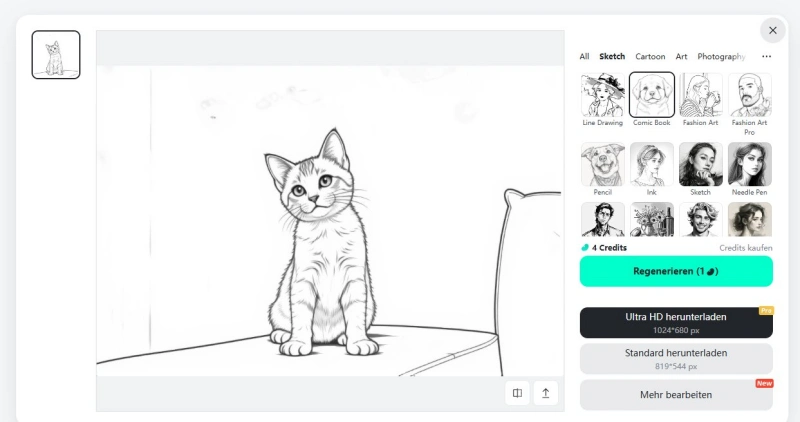 Bild in Line Art umwandeln online kostenlos mit insMind