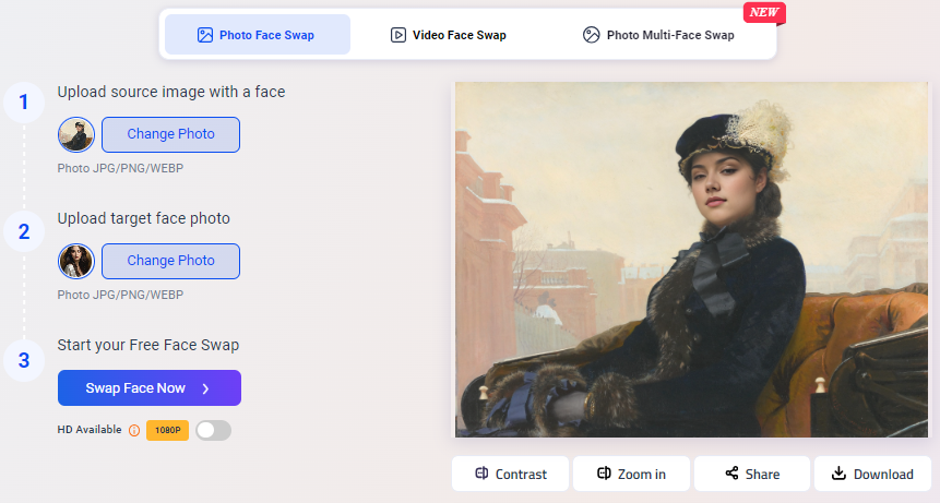 Vidwud AI Free to Put Face on Paintings