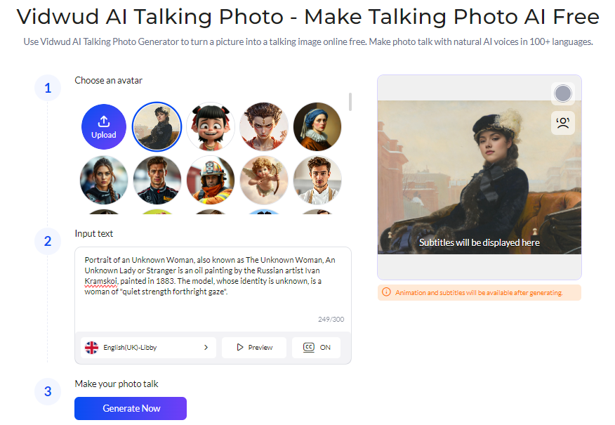 Vidwud AI Talking Portrait Painting
