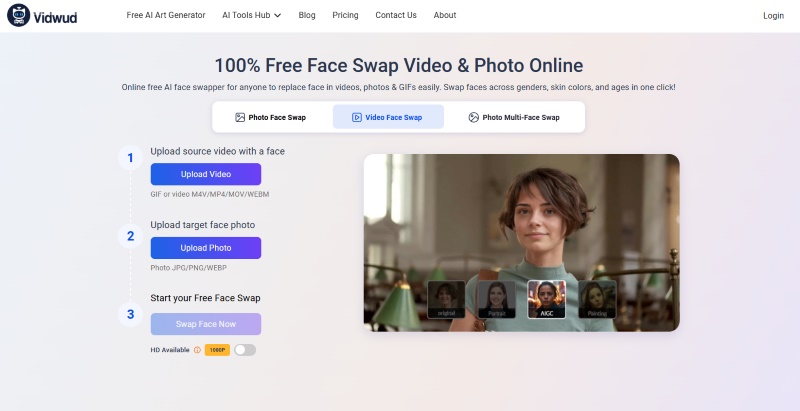 Vidwud AI Face Swap for Sad Face Content