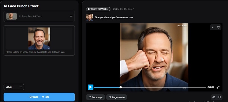 AI Face Punch Video Created by DeeVid AI