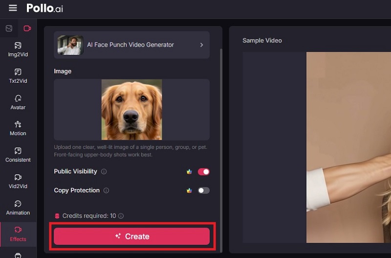 Create Animal Fake Punch in the Face Clip with Pollo AI
