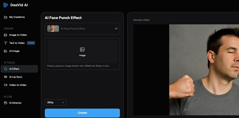 DeeVid AI Generating AI Face Punch Video