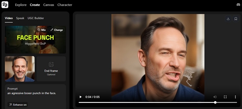 Final Output of Fake Punch AI Video Using Higgsfield AI