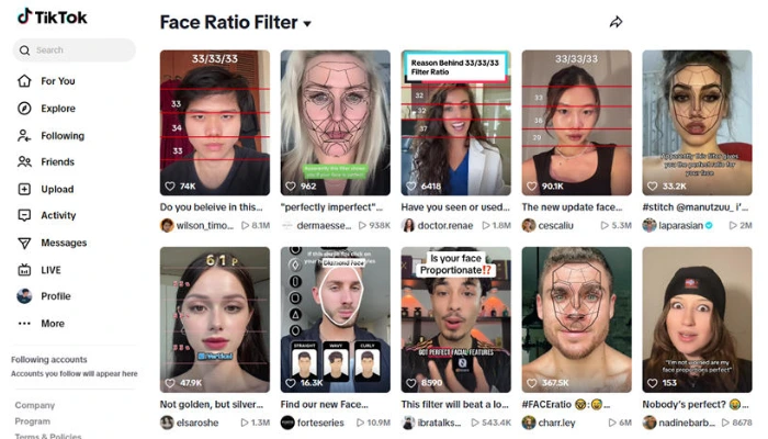 teste de simetria facial de tiktok