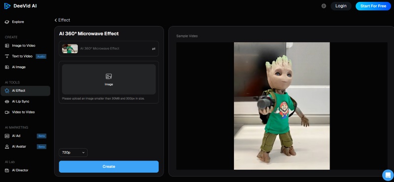DeeVid AI 360 Microwave Filter Effect