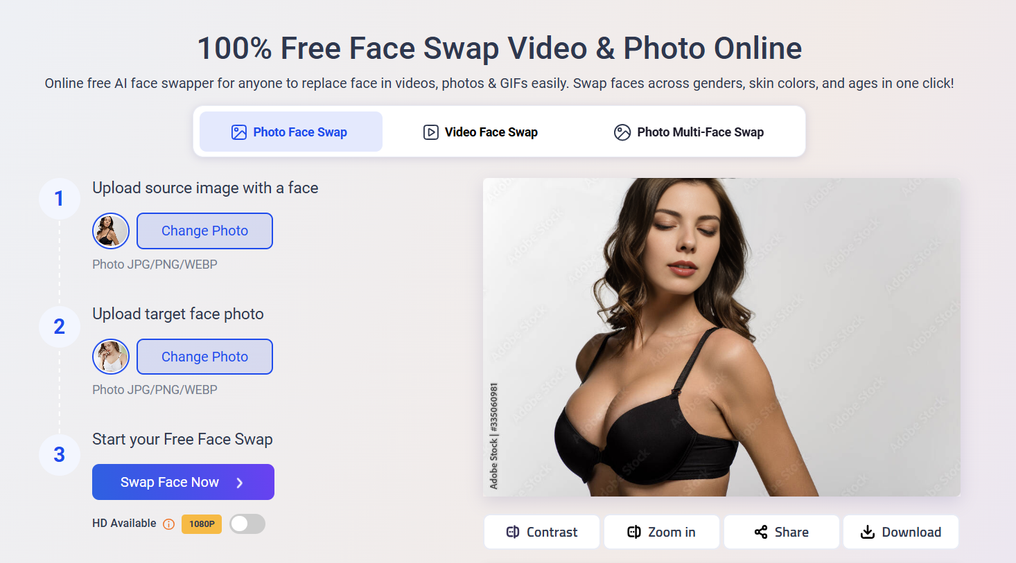 Vidwud AI Face Swap for AI Breast Enlargement