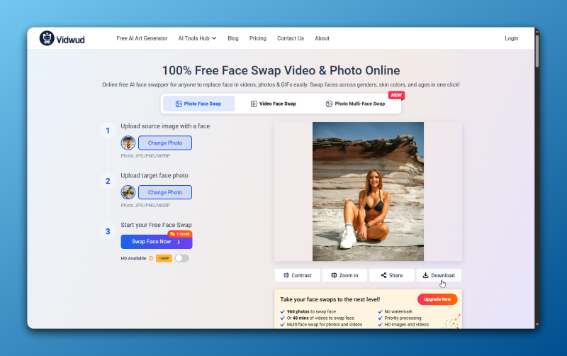 Downloading Your Tan Photo Editor App Result From Vidwud AI