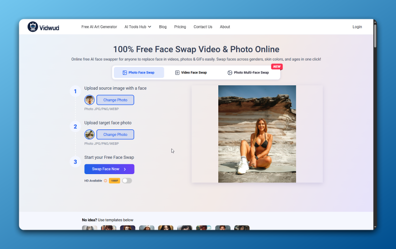Uploading Photos To Vidwud Free Face Swap To Get A Tan Filter