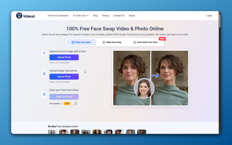 Vidwud Free Face Swap To Get A Tan Filter