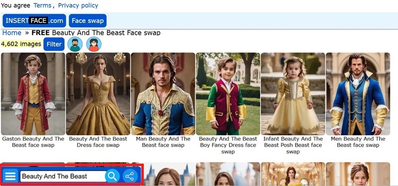 Beauty and The Beast Face Swap Using Interface