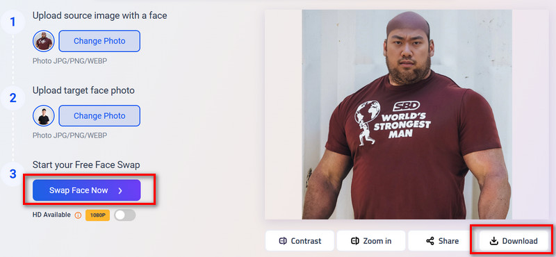 How to Put Your Face on a Bodybuilder with Vidwud Face Swap Step 3