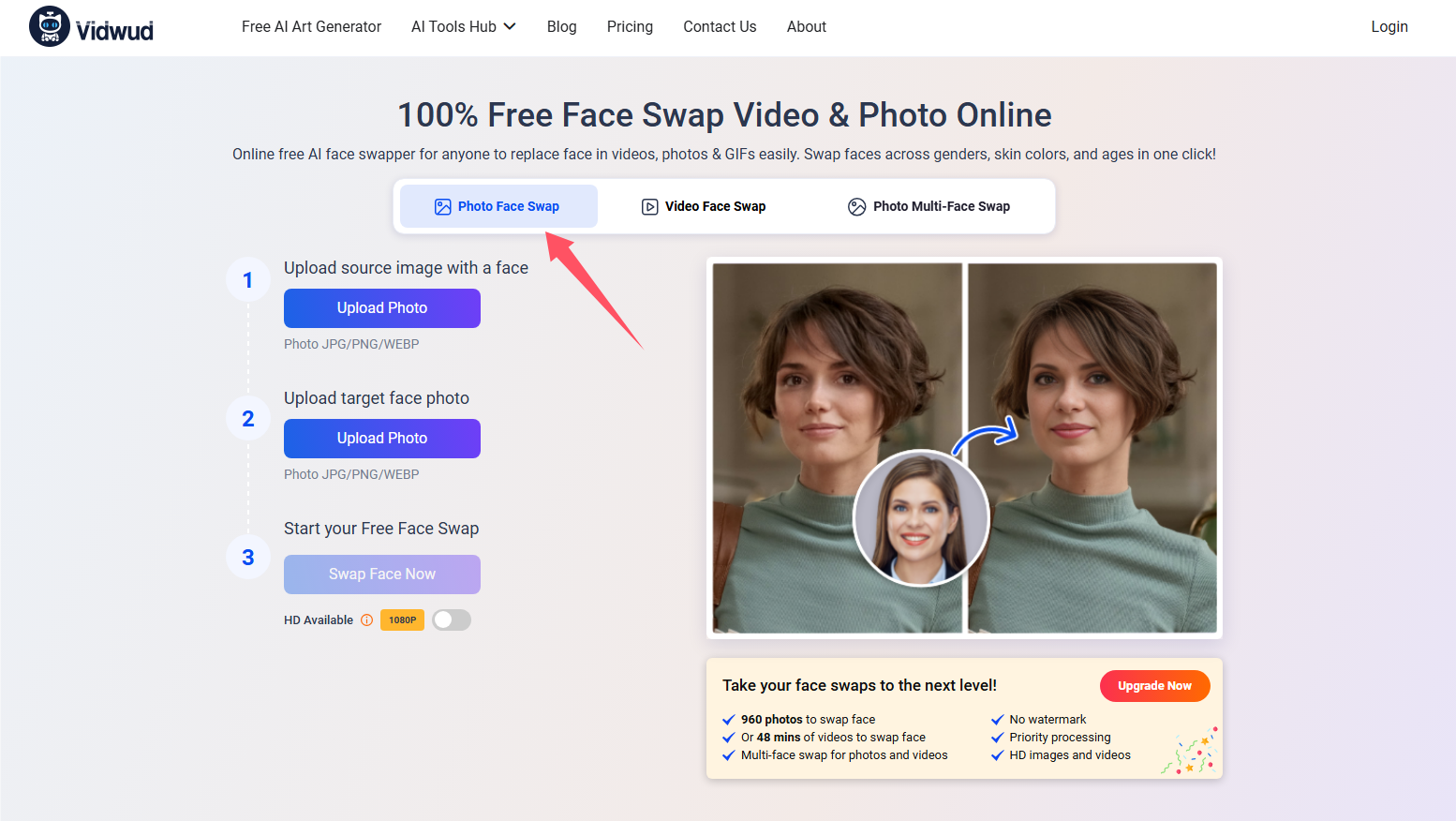 Photo Face Swap in Vidwud