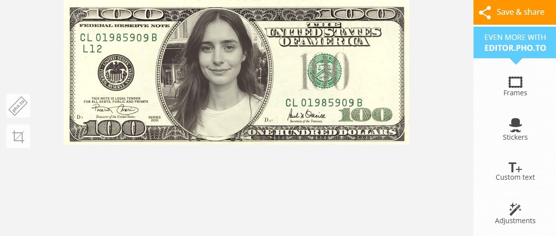 FunnyPhoto Put Face on Dollar Result