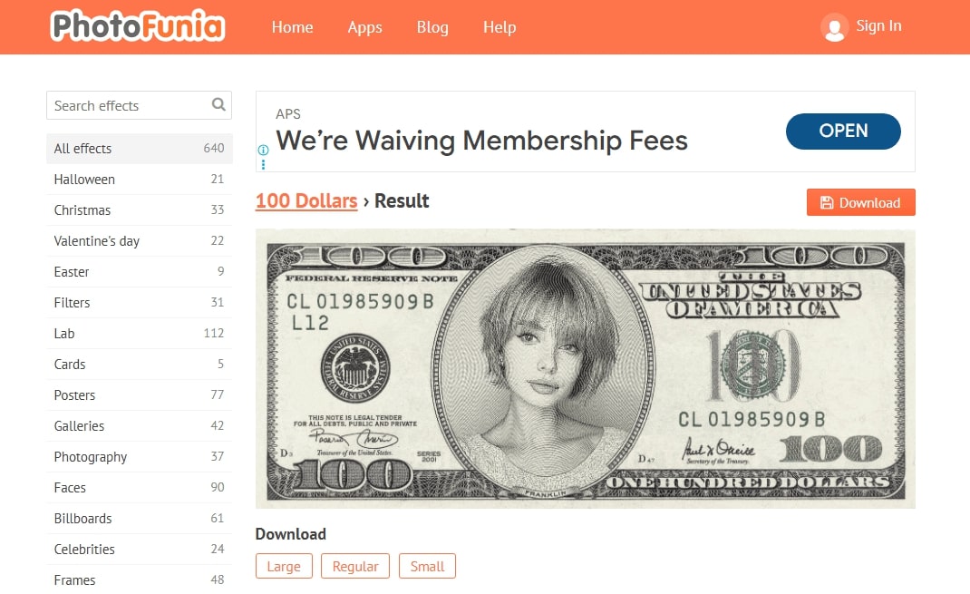 Photofunia Fake Money with My Face on It