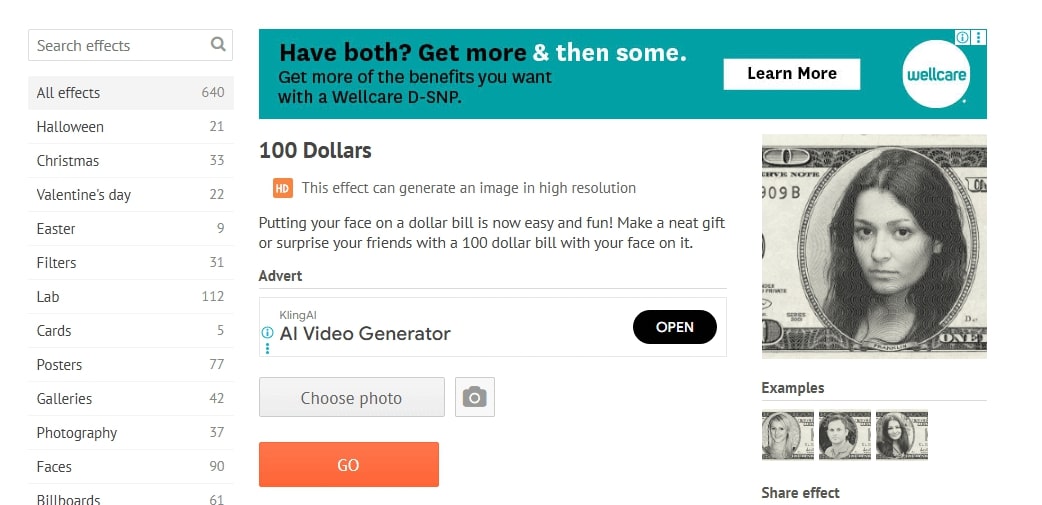 Photofunia Put your Face on 100-Dollar Bills