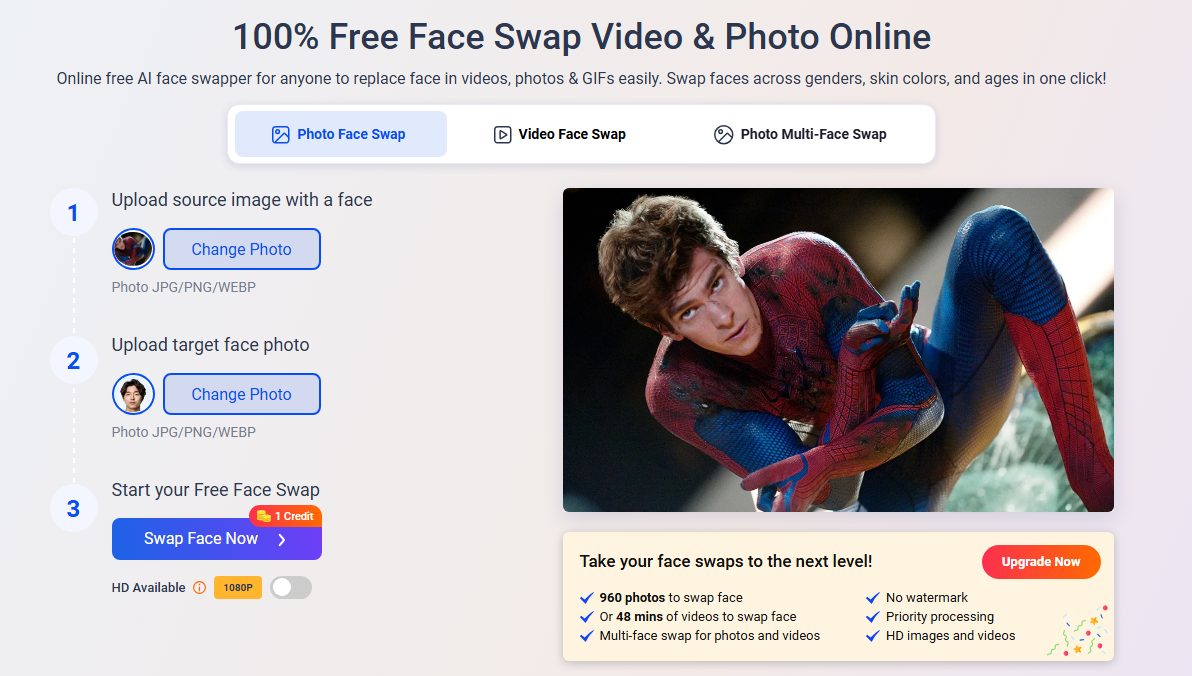 Vidwud Spiderman Face Swap Step 2