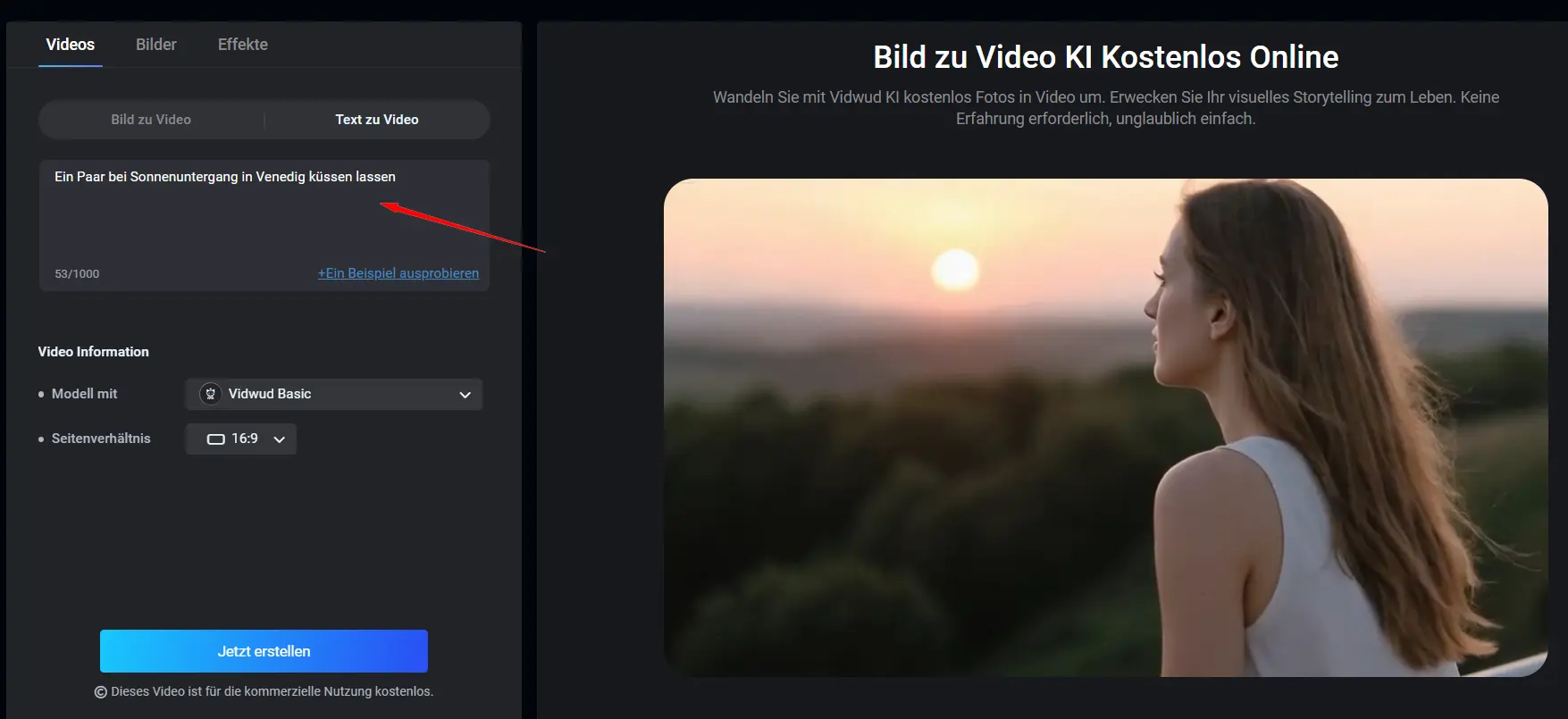 Ein Paar bei Sonnenuntergang in Venedig kussen lassen