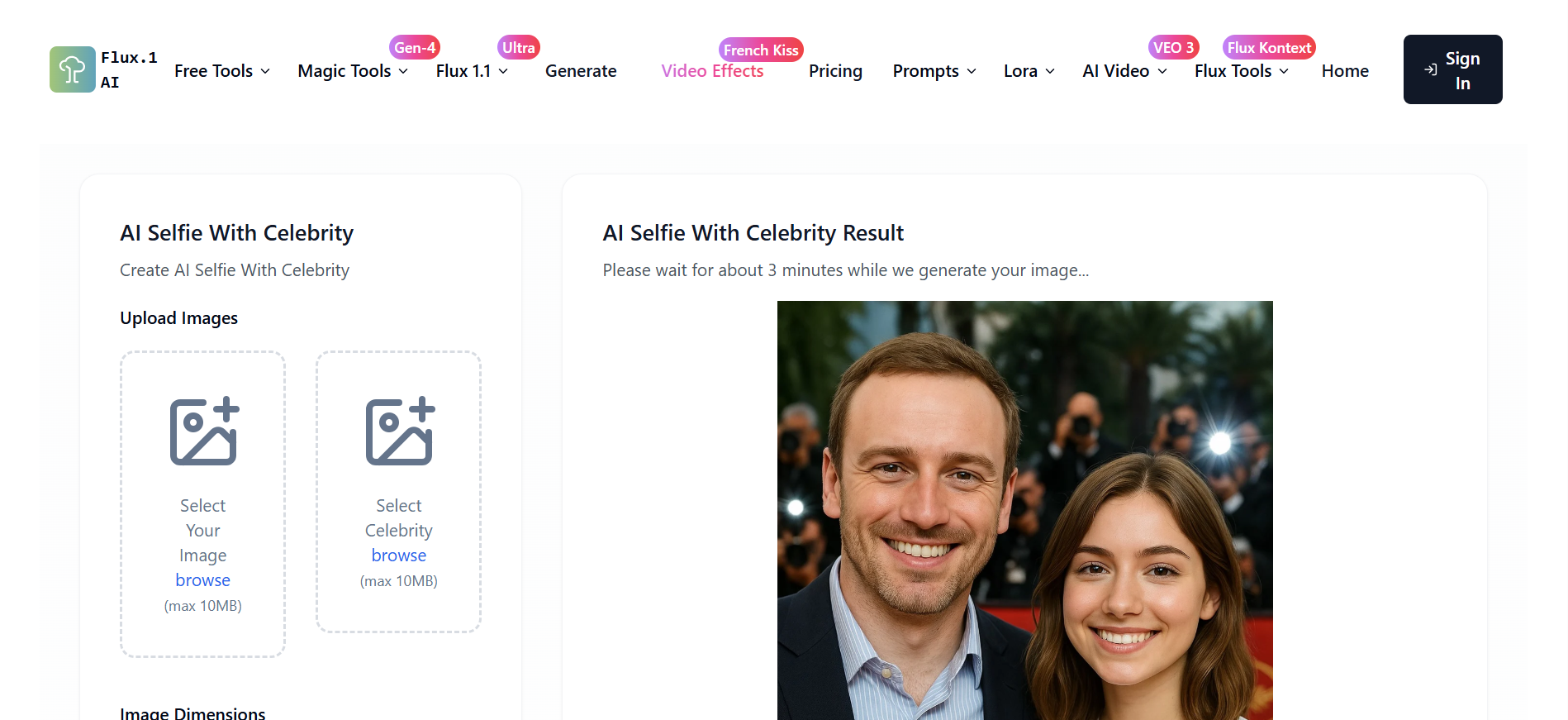 Flux.1 AI Selfie with Celebrity Tool