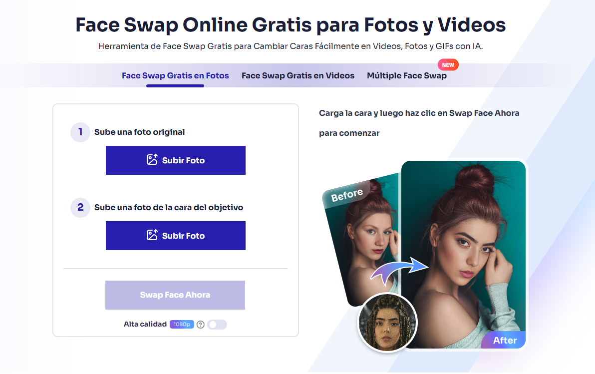 Cambiar cara en video en Vidqu AI