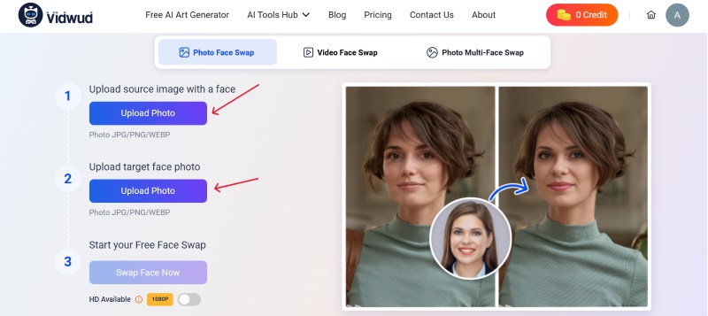 Upload the Source and Target Face Image