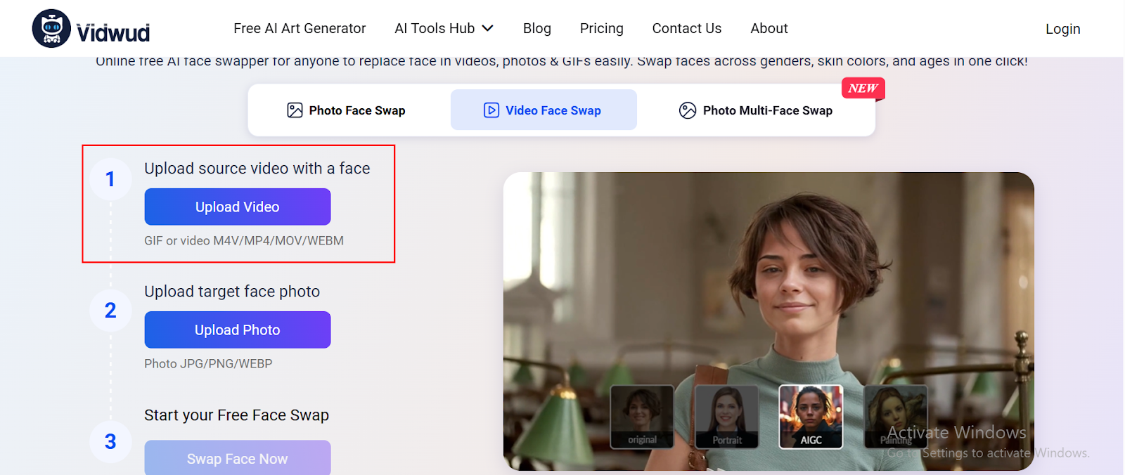 Open Vidwud and Select the Video
