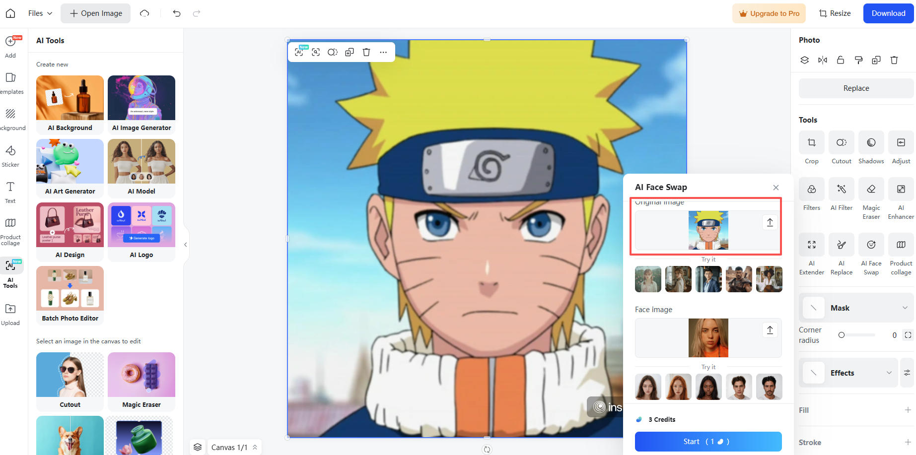 Upload Face for Naruto Swap Free