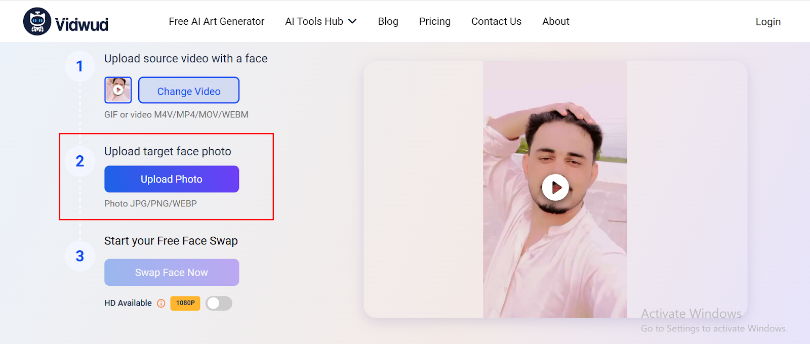 Upload Face for Naruto Swap in Vidwud