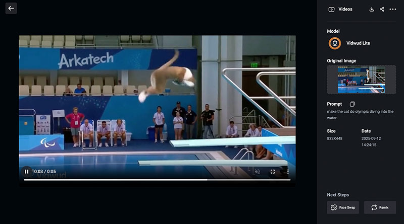 AI Cat Diving Vidwud Video