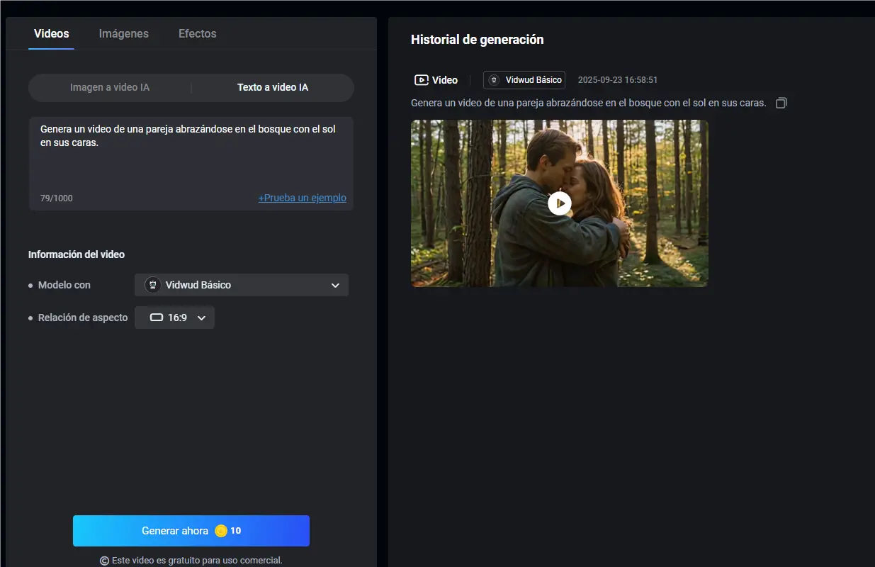 crear video de abrazos con Vidwud-paso 4