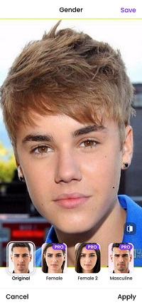 Male to Female Gender Filter by FaceApp