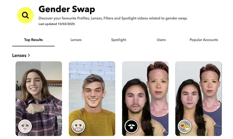 Snapchat swap gender filter